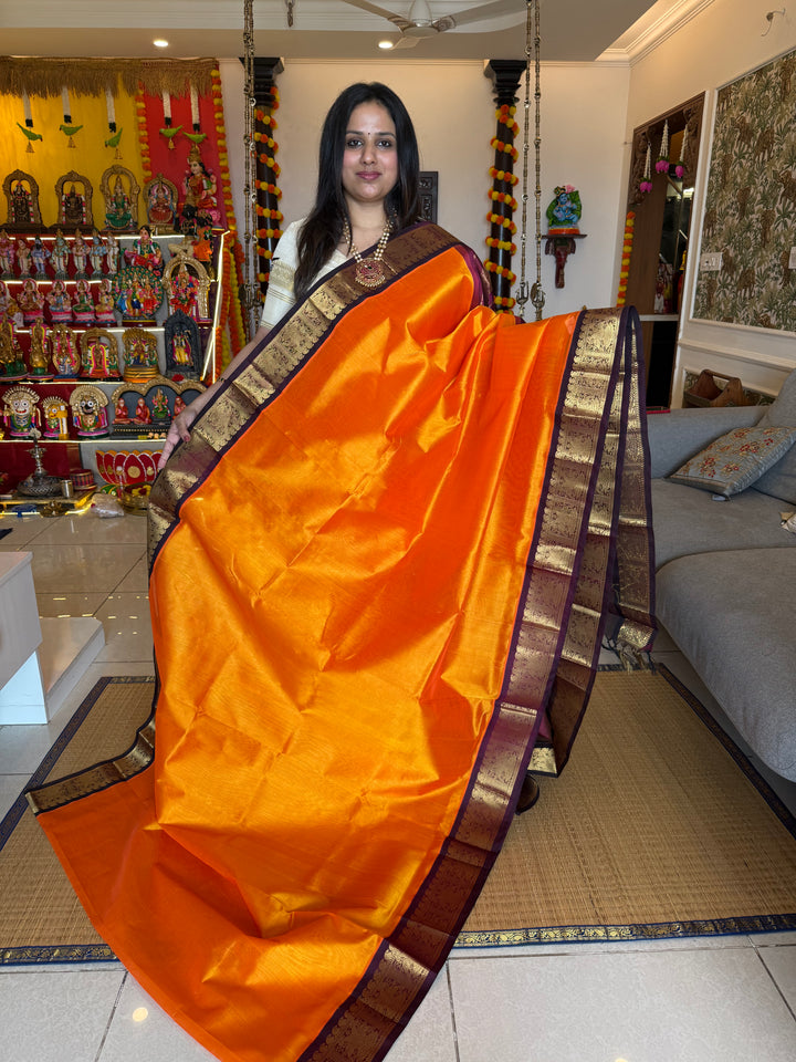 Mambazha Manjal with Araku , traditional borders and rich  Pallu Korvai Silk Cotton Saree