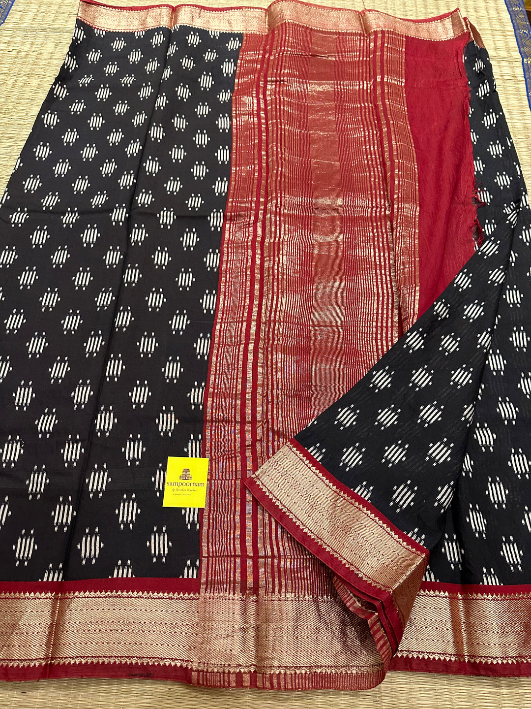 Modal Black with Red Printed Saree