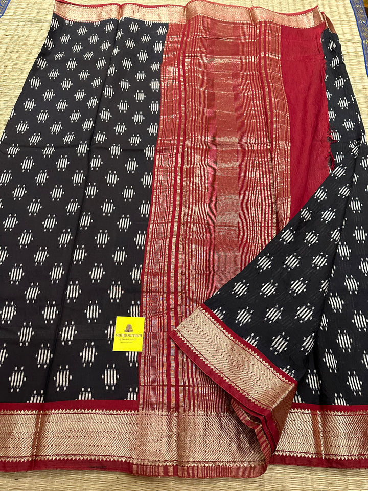 Modal Black with Red Printed Saree