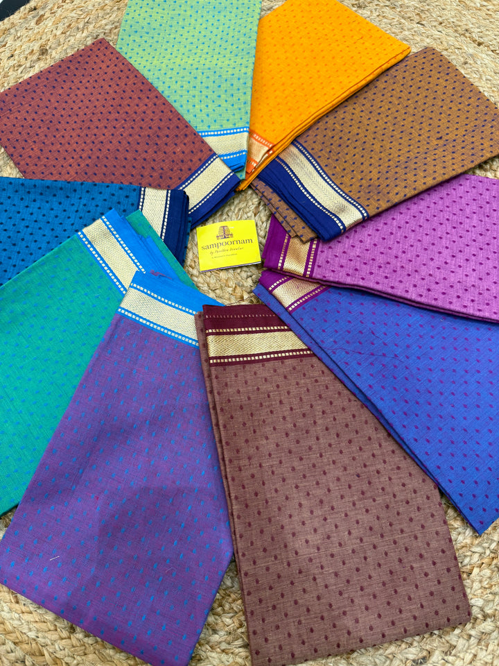 Chettinad cotton blouse with thread buttas - Pack of ten - Assorted