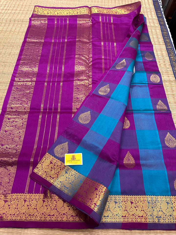 Blue, Ramar Blue with Purple Big Butta Pallum Pazham Kattam Saree