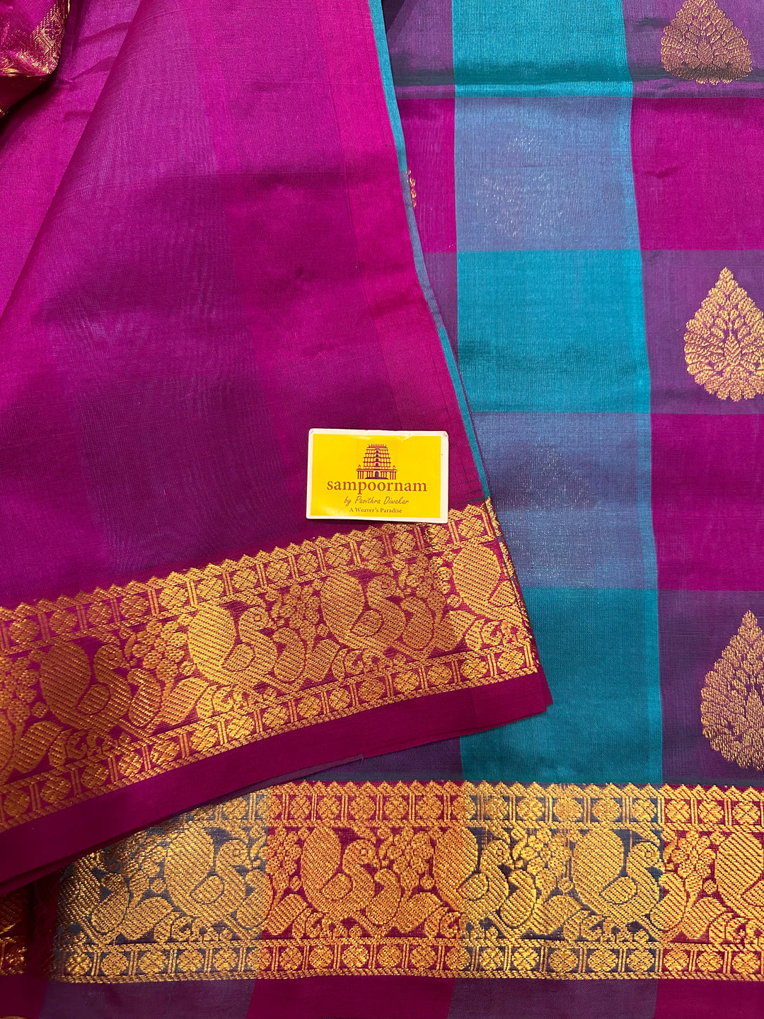 Blue, Ramar Blue with Purple Big Butta Pallum Pazham Kattam Saree