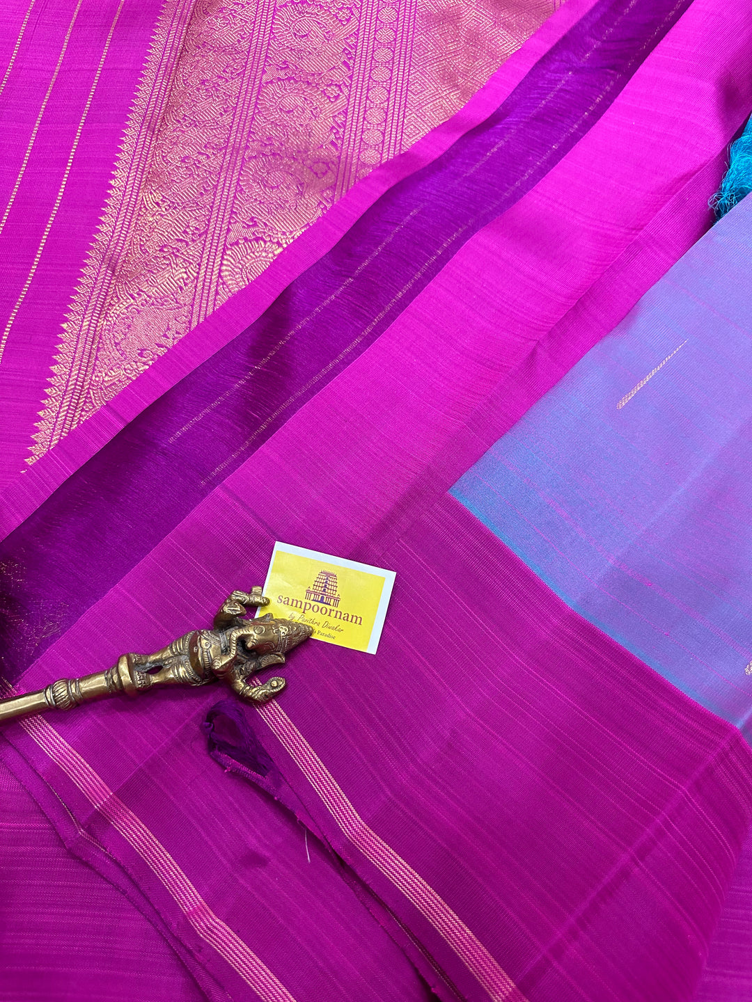 A Beautiful Lilac with Pink, Rain Drop Motif in Body, Retta Killi Motif on Border, Rich Pallu - Kanjivaram Pure SIlk Saree
