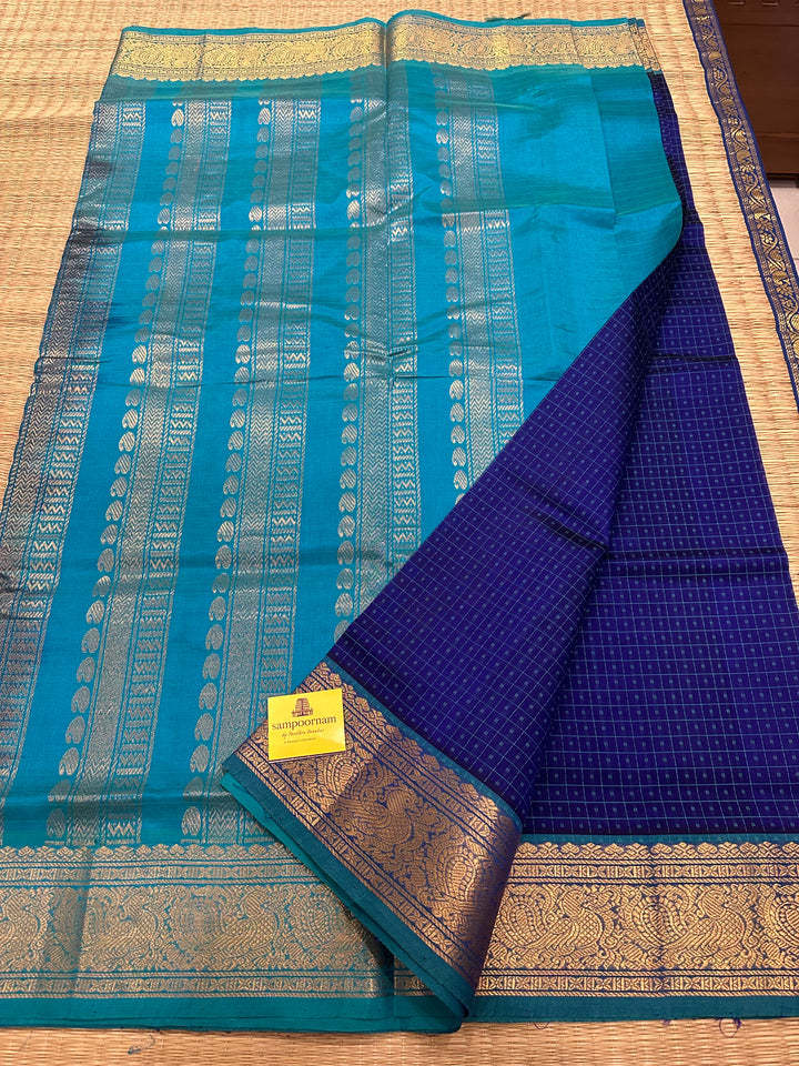 Blue with Blue Lakshadeepam Silk Cotton Saree