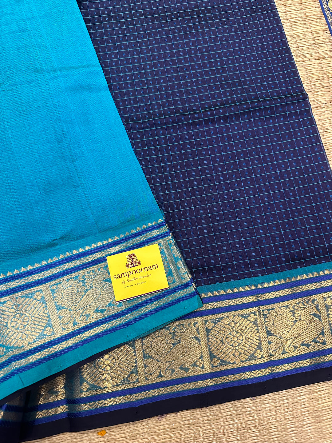 Blue with Blue Lakshadeepam Silk Cotton Saree