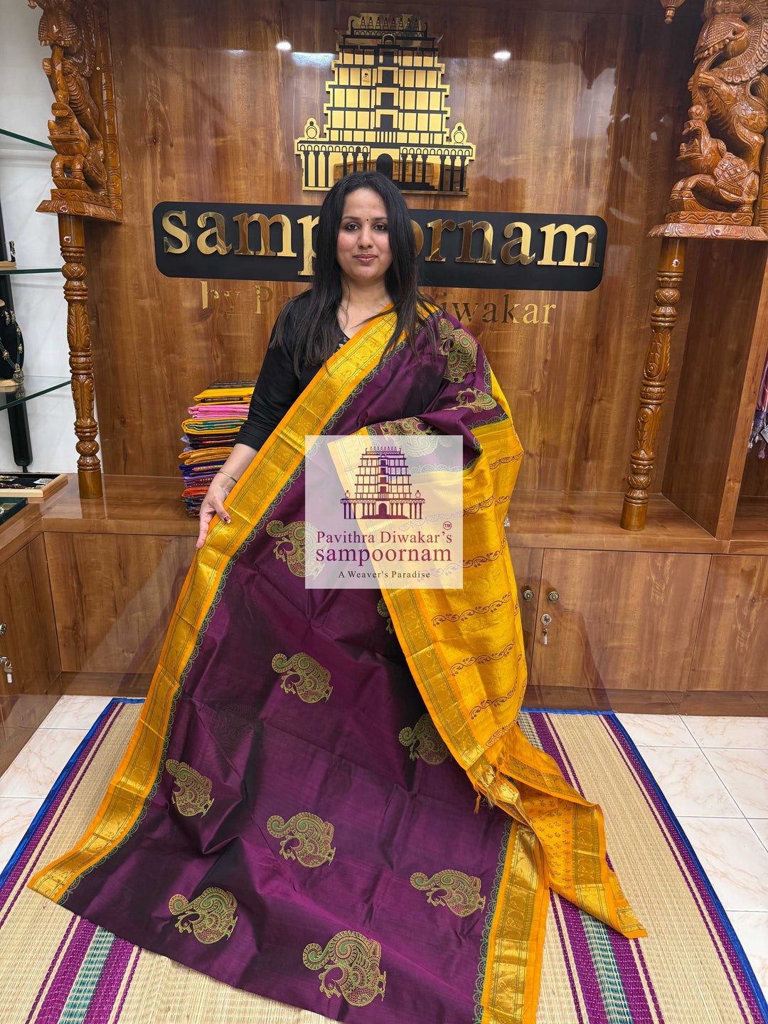 Araku with Mustard , Annam Handblock printed Korvai Silk Cotton Saree