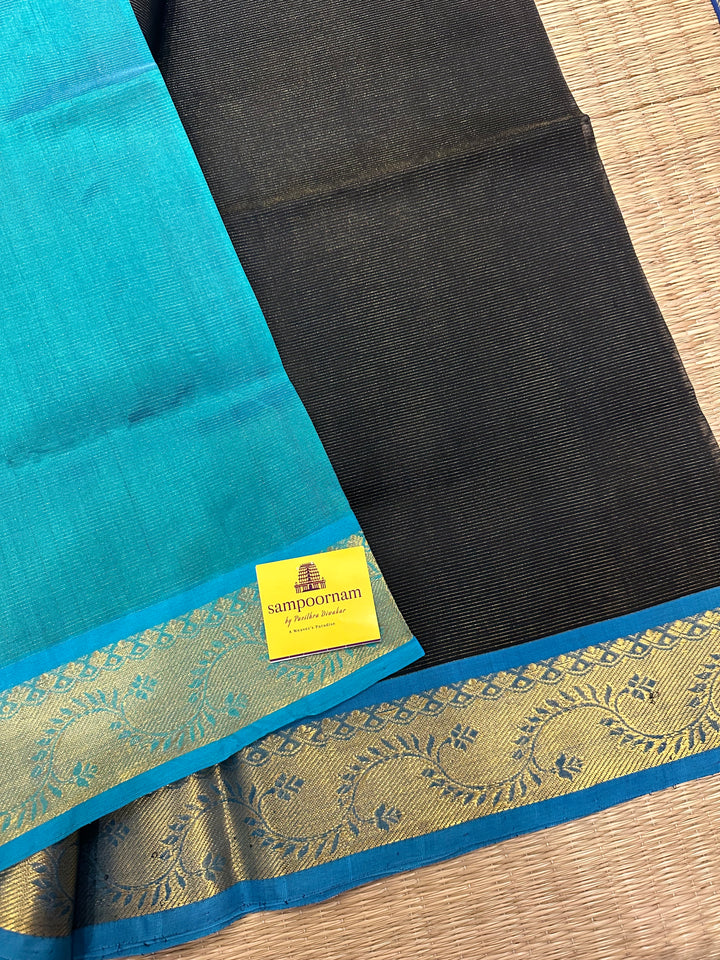 Black with Blue Vairaoosi Silk Cotton Saree