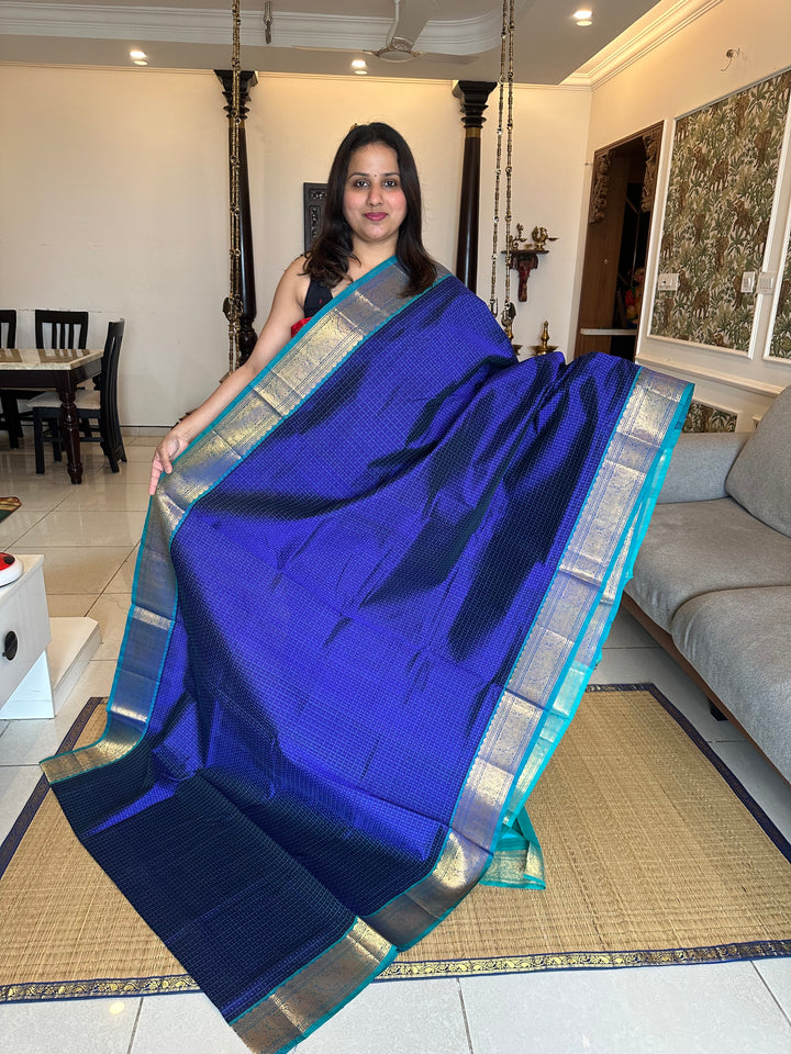 Blue with Blue Lakshadeepam Silk Cotton Saree