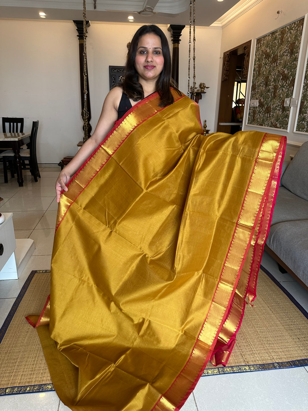 Mustard with Pink Vairaoosi Silk Cotton Saree