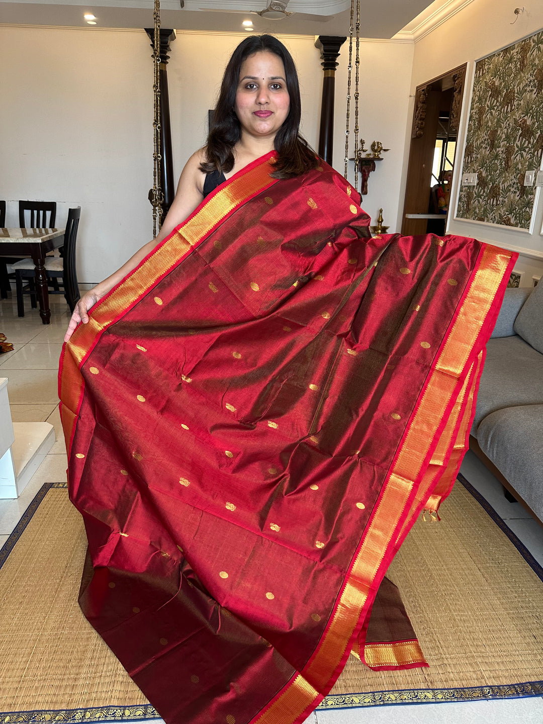 Maroon Araku with Rich Body Butta Vairaoosi Silk Cotton Saree