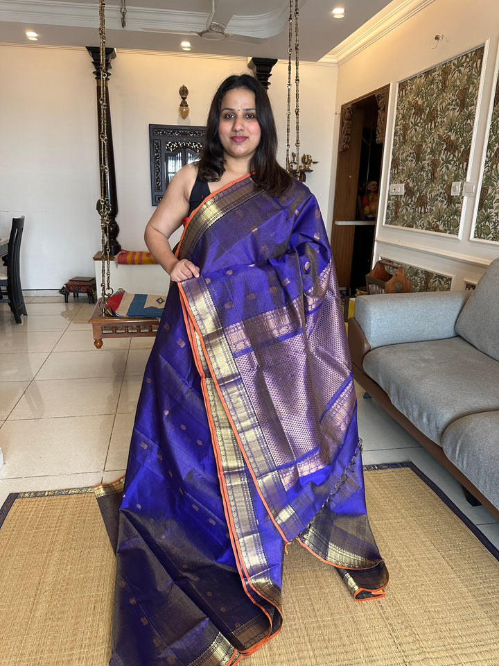 Blue with Zari Butta Vairaoosi Silk Cotton Saree