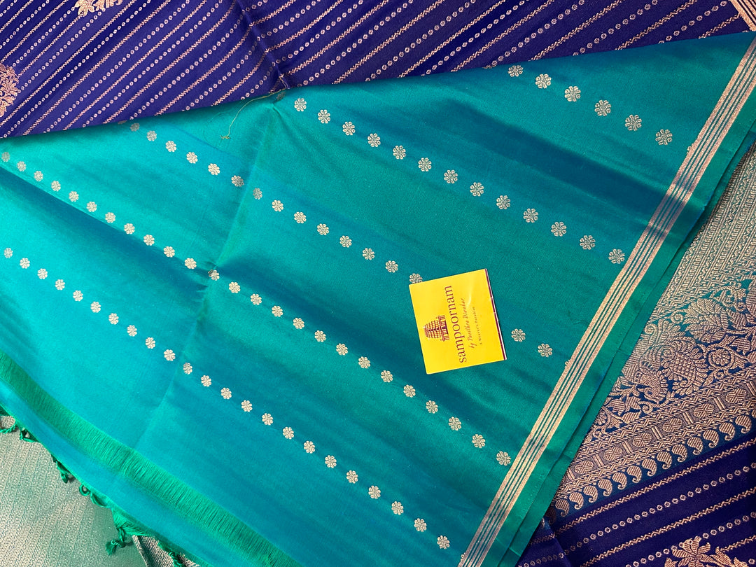 Dark Blue with Light Body Zari lines and Rich Butta Pure Soft Silk Saree