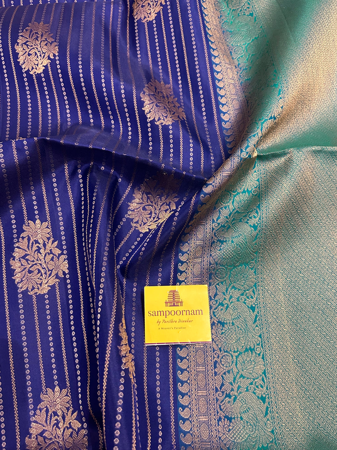 Dark Blue with Light Body Zari lines and Rich Butta Pure Soft Silk Saree