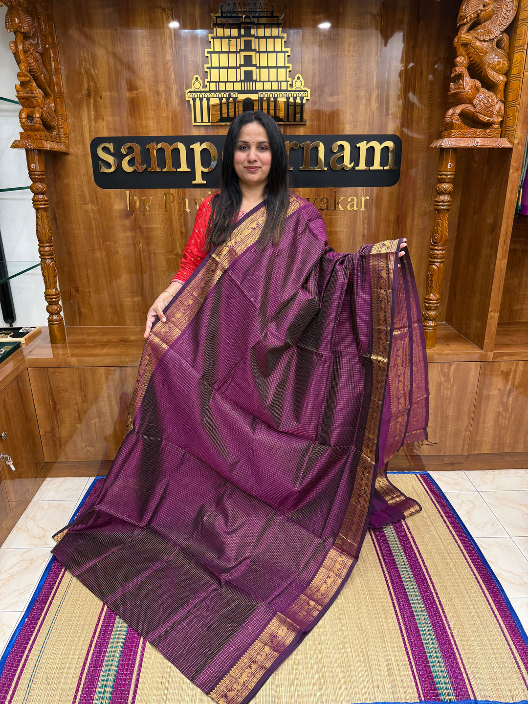 Vadamalli Colour, Podi Zari Kattam in the Body, Traditional Borders and Rich Pallu Semi Silk Cotton Saree