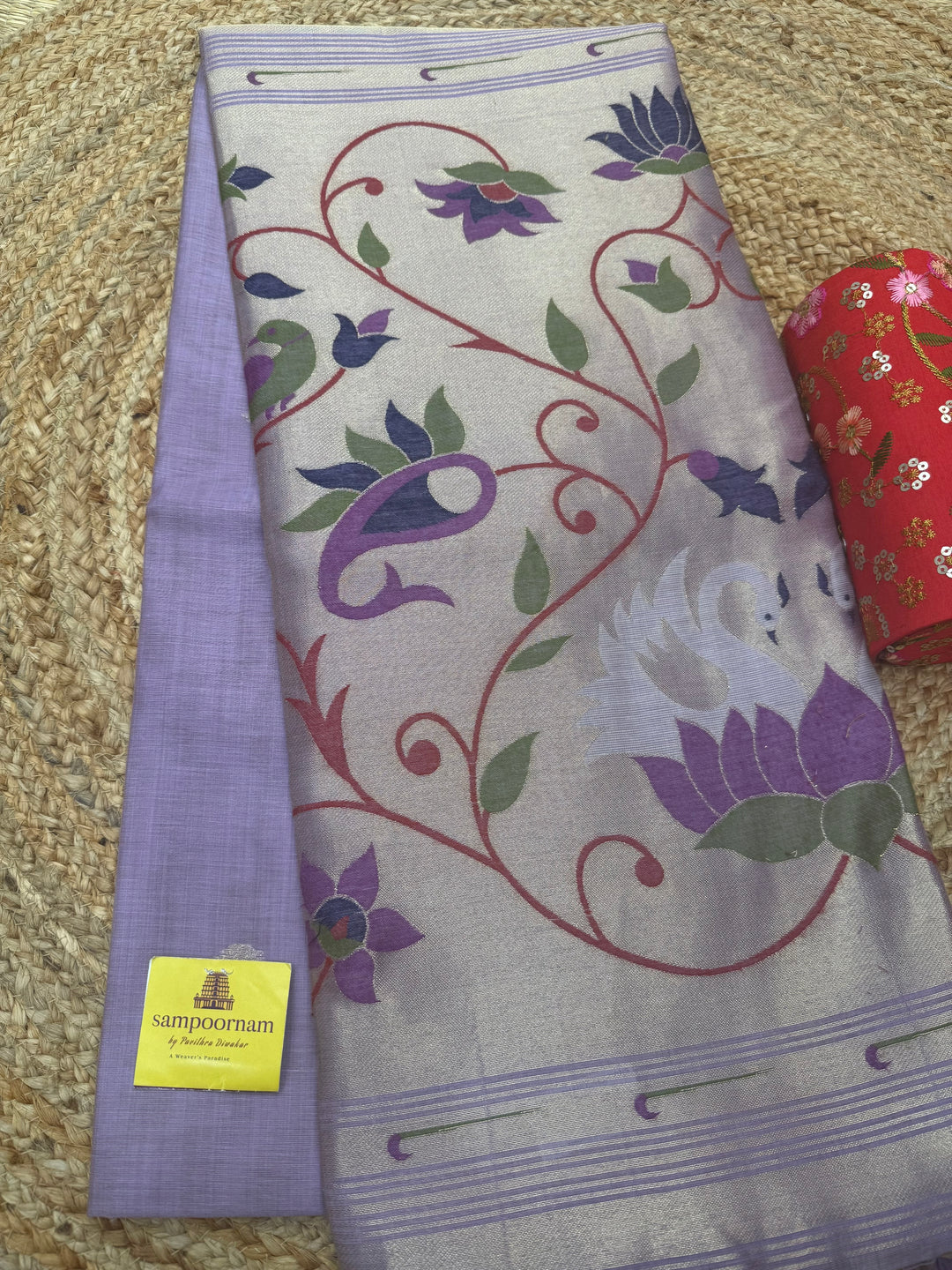 Lavender  , Paithani borders and Rich Paithani Pallu Soft Cotton Saree