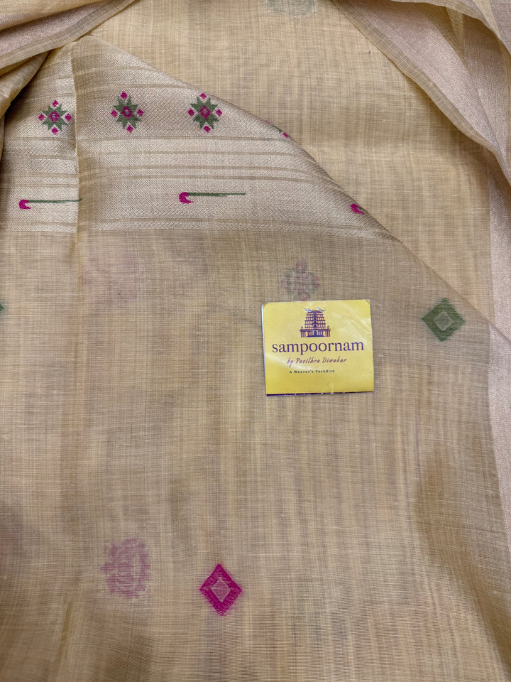 Pale Yellow  , Paithani borders and Rich Paithani Pallu Soft Cotton Saree