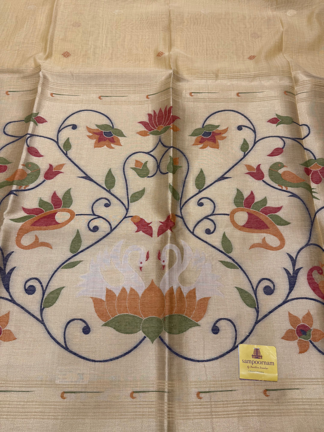 Ivory, Paithani borders and Rich Paithani Pallu Soft Cotton Saree