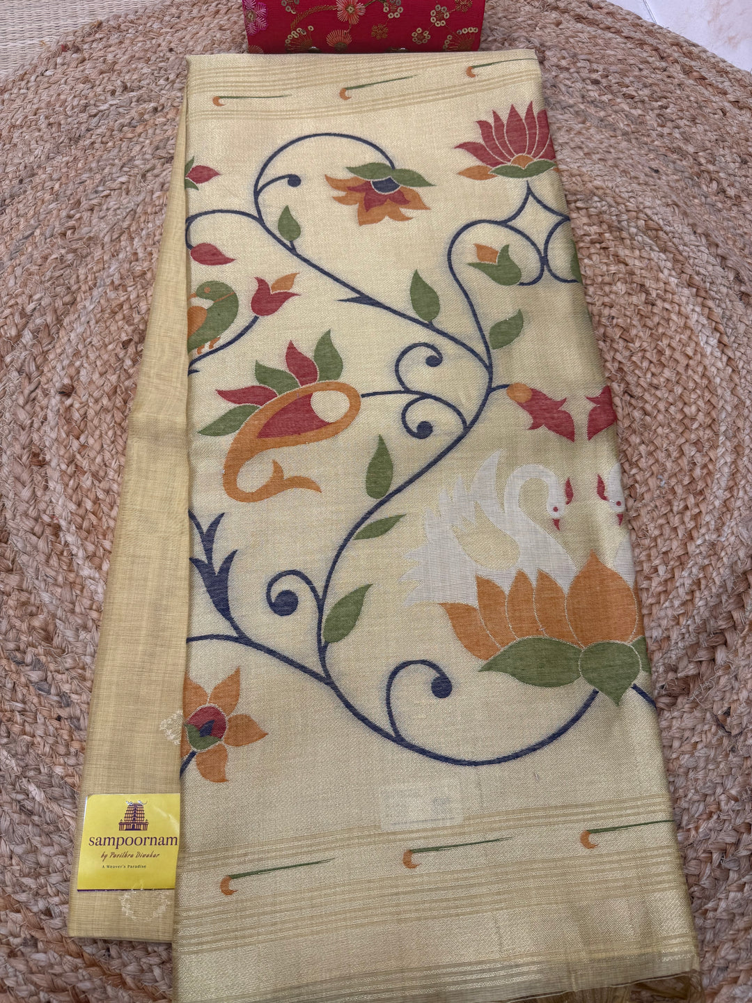 Ivory, Paithani borders and Rich Paithani Pallu Soft Cotton Saree
