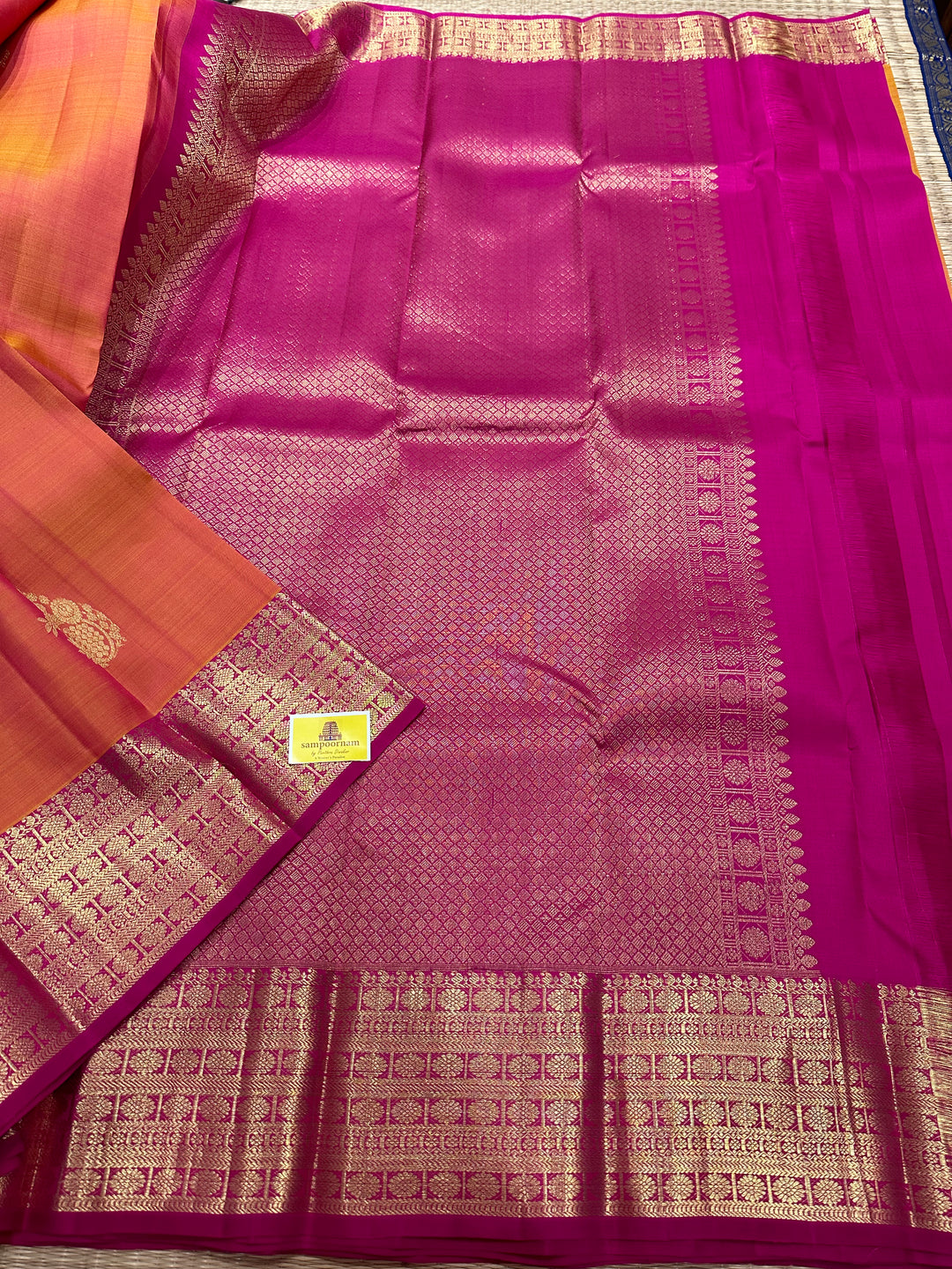 Orangish Pink with Pink, Rich Rudraksh Border , Grand Border and Pallu