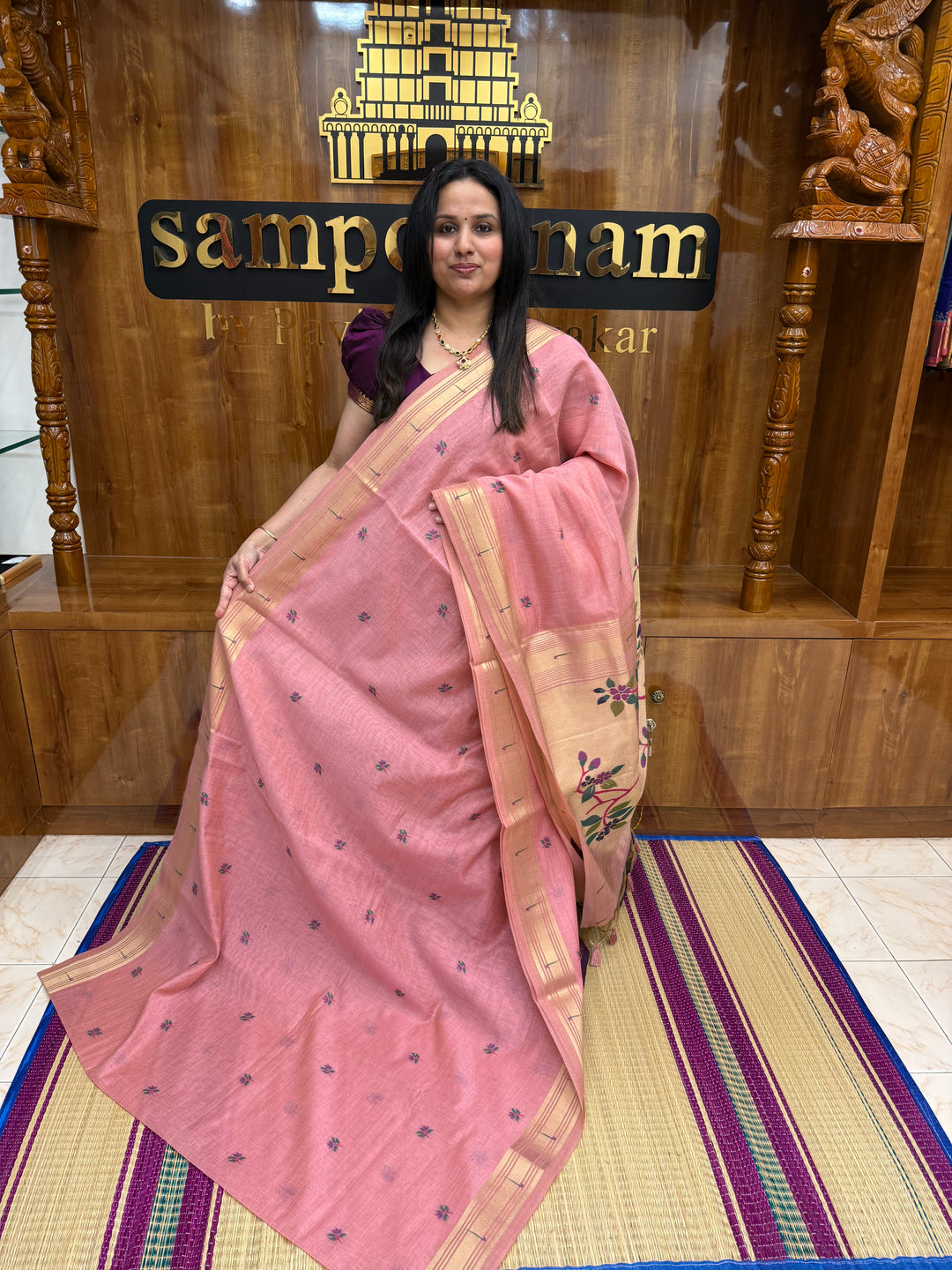 Pink   , Paithani borders and Rich Paithani Pallu Soft Cotton Saree