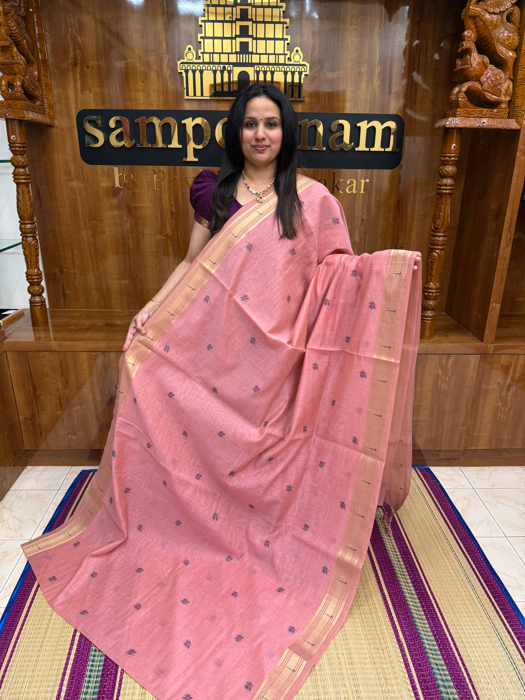 Pink   , Paithani borders and Rich Paithani Pallu Soft Cotton Saree
