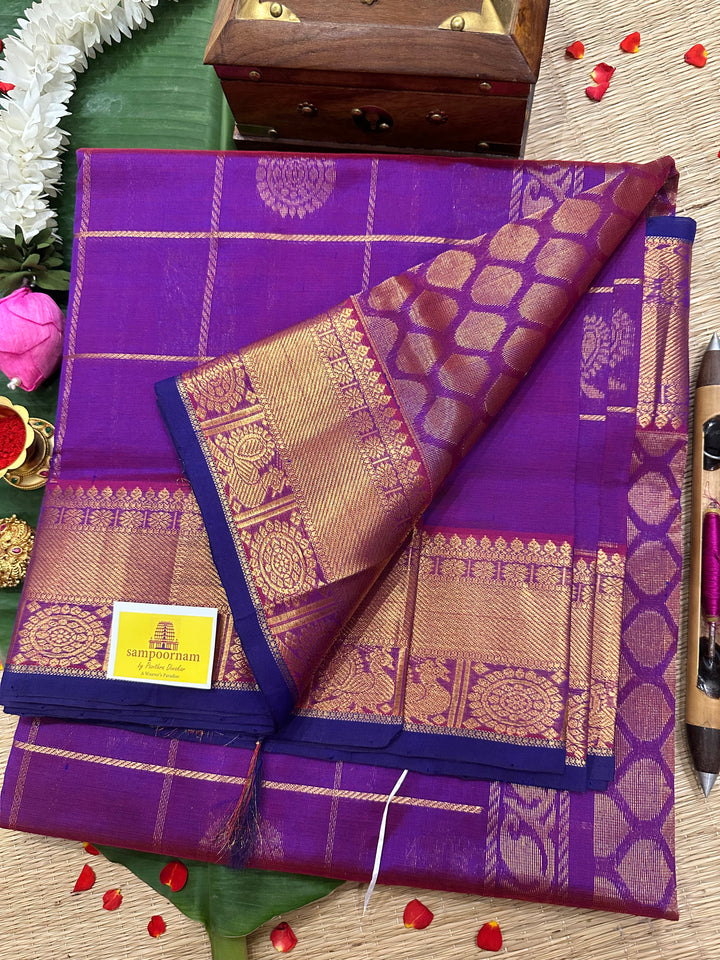 Purple Mayil Chakram Silk Cotton Saree