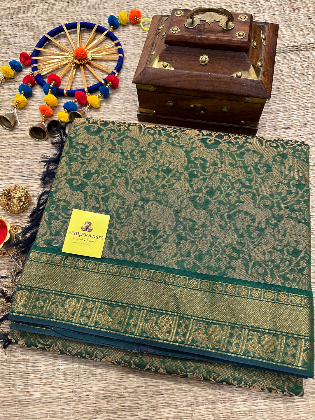 VANASINGARAM - GREEN COLOUR WITH ZARI RICH BORDER COTTON SAREE