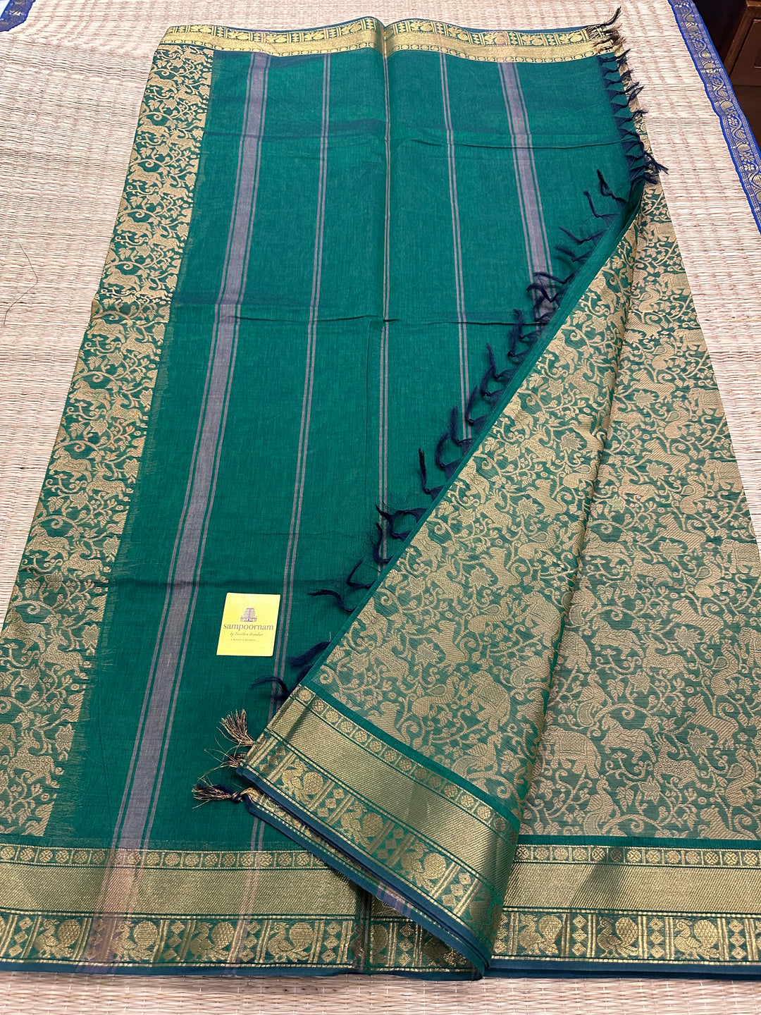 VANASINGARAM - GREEN COLOUR WITH ZARI RICH BORDER COTTON SAREE