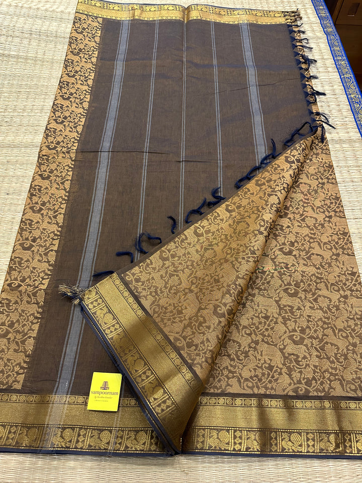 VANASINGARAM - MUSTARD SHADE RICH BORDER COTTON SAREE