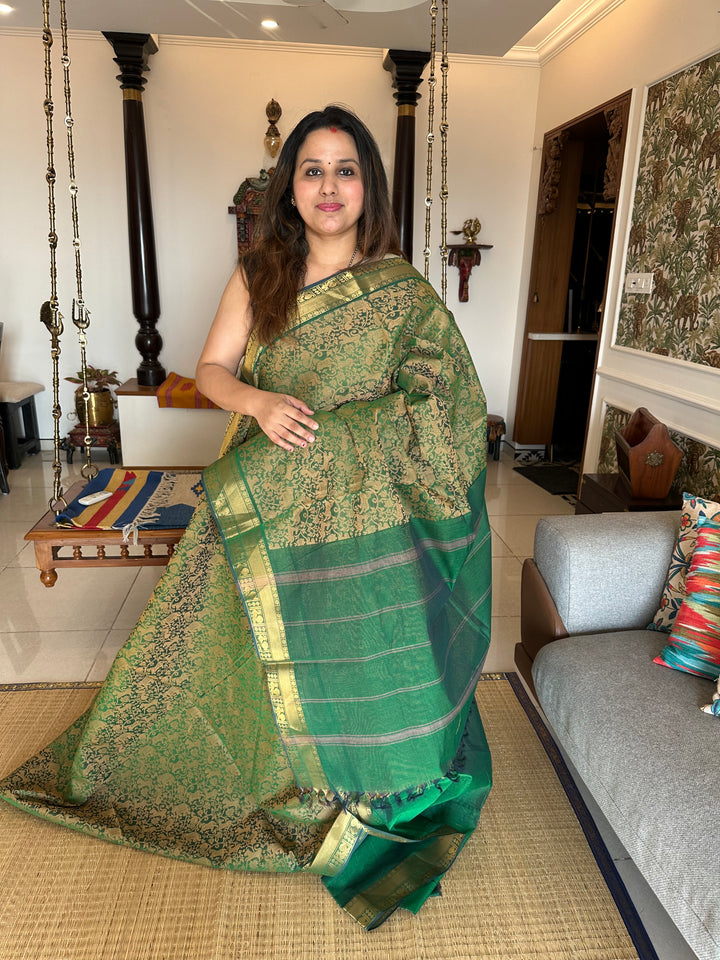 VANASINGARAM - GREEN COLOUR WITH ZARI RICH BORDER COTTON SAREE