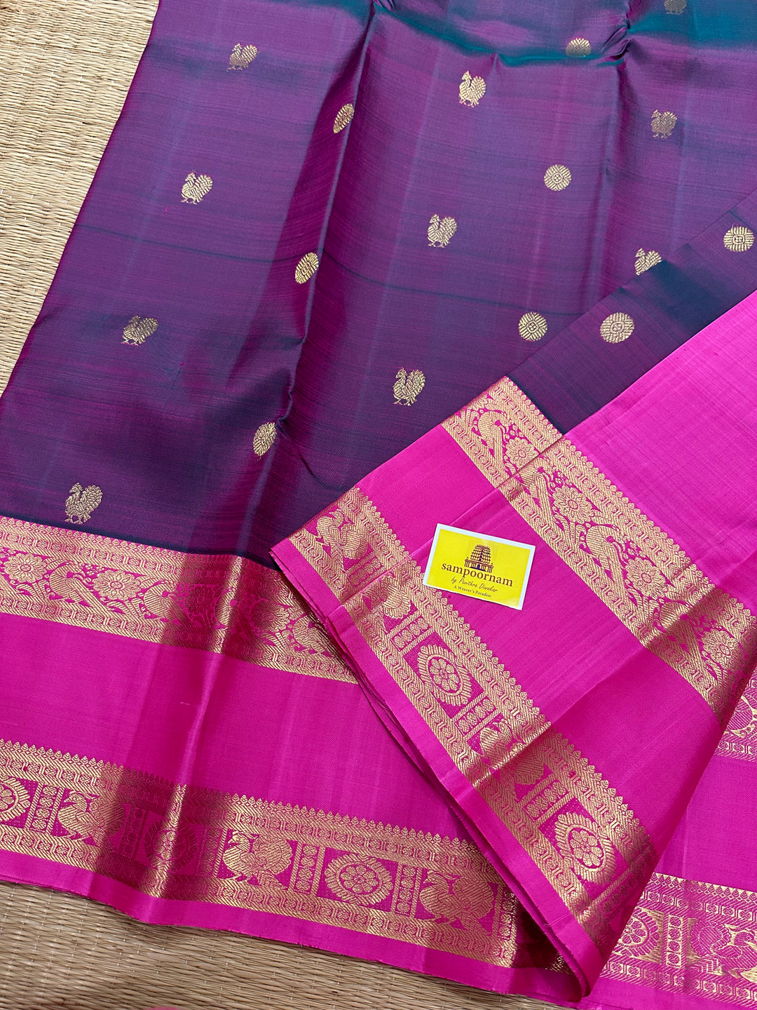 Pinkish Purple with Baby Pink Body Rich Butta , Rettapet Border Grand Pallu Pure Kanjivaram Silk Saree