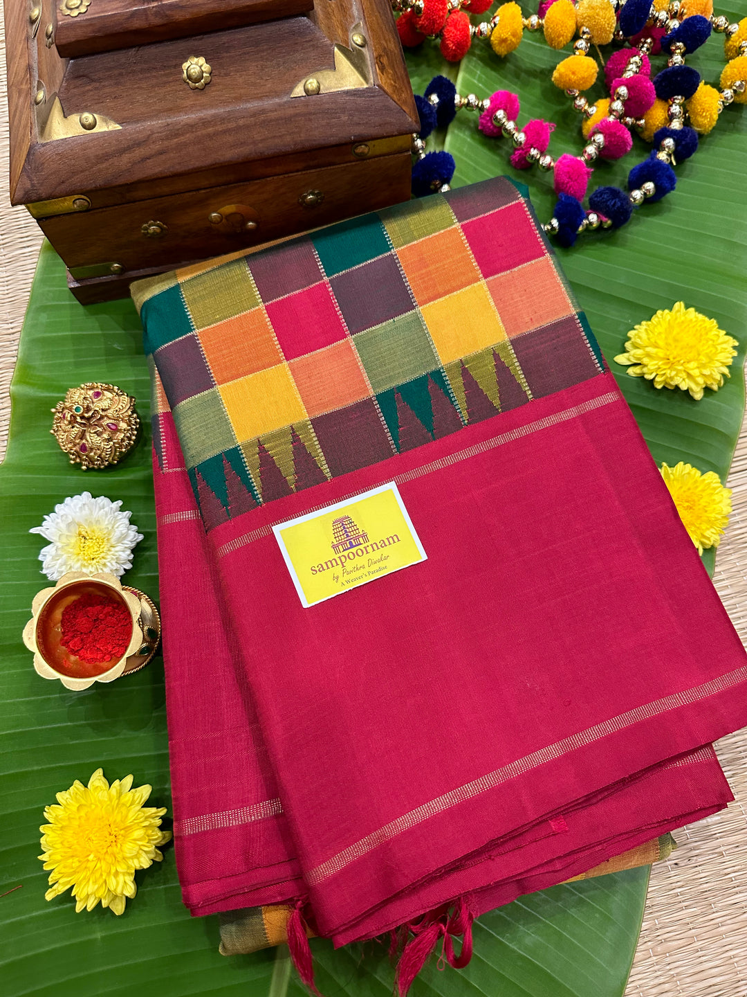 The Stunnin Pallum Pazham Kattam Saree with Rettapet Traditional Border and Rich Pallu Pure Zari Kanjivaram Silk Saree