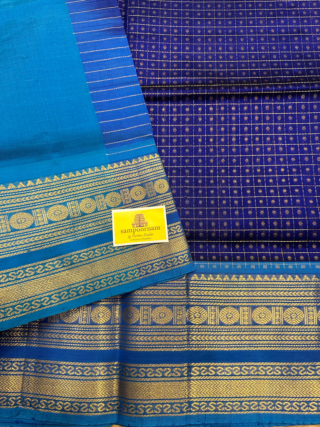 Blue with Blue Body Zari Lakshadeepam Silk Cotton Saree