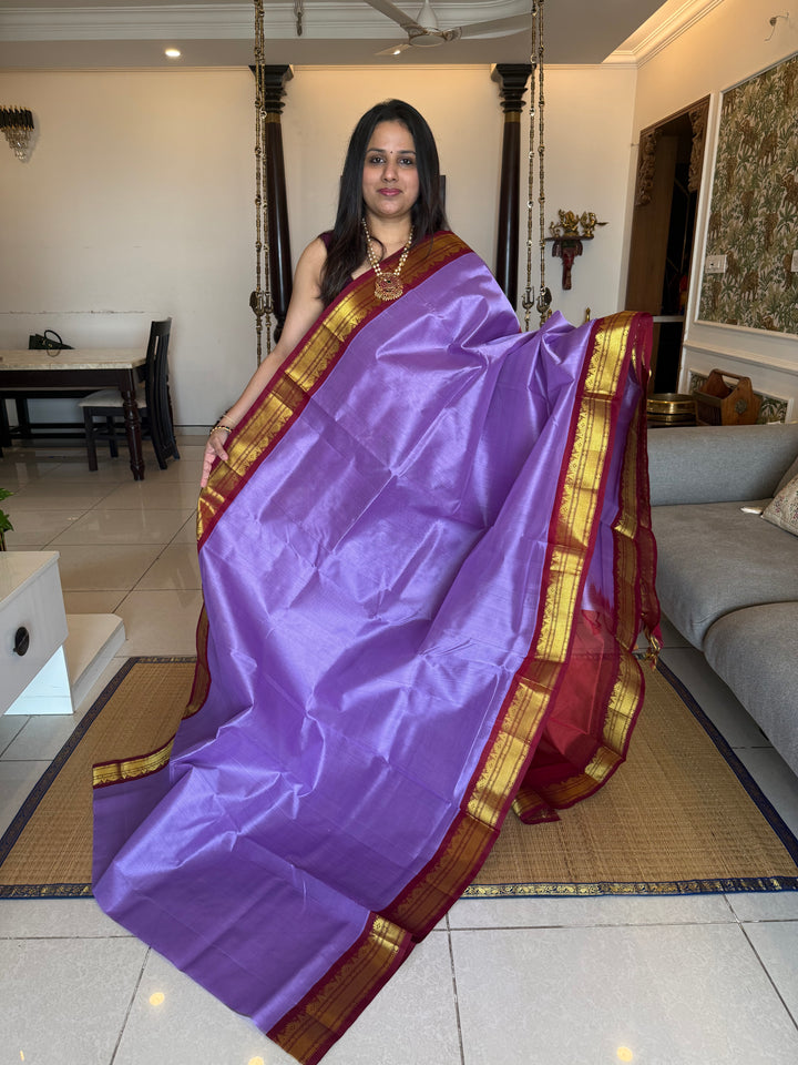 Lavender with Araku , traditional borders and rich Pallu Korvai Silk Cotton Saree
