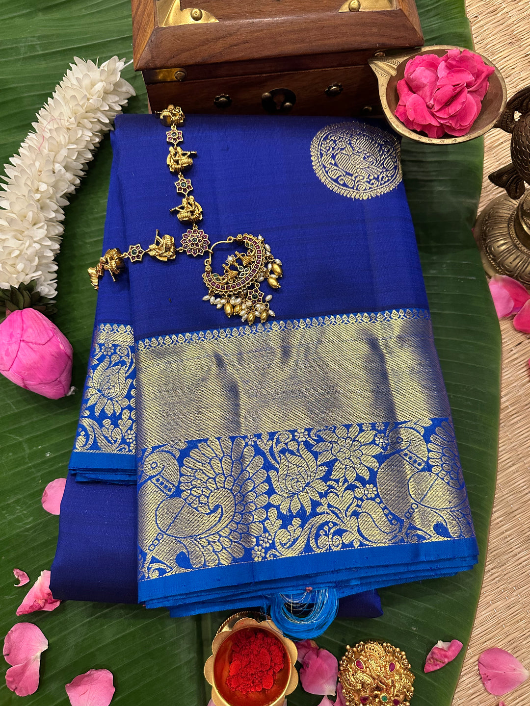 Blue with Light Blue Rich Butta and Rich Pallu Kanjivaram Silk Saree