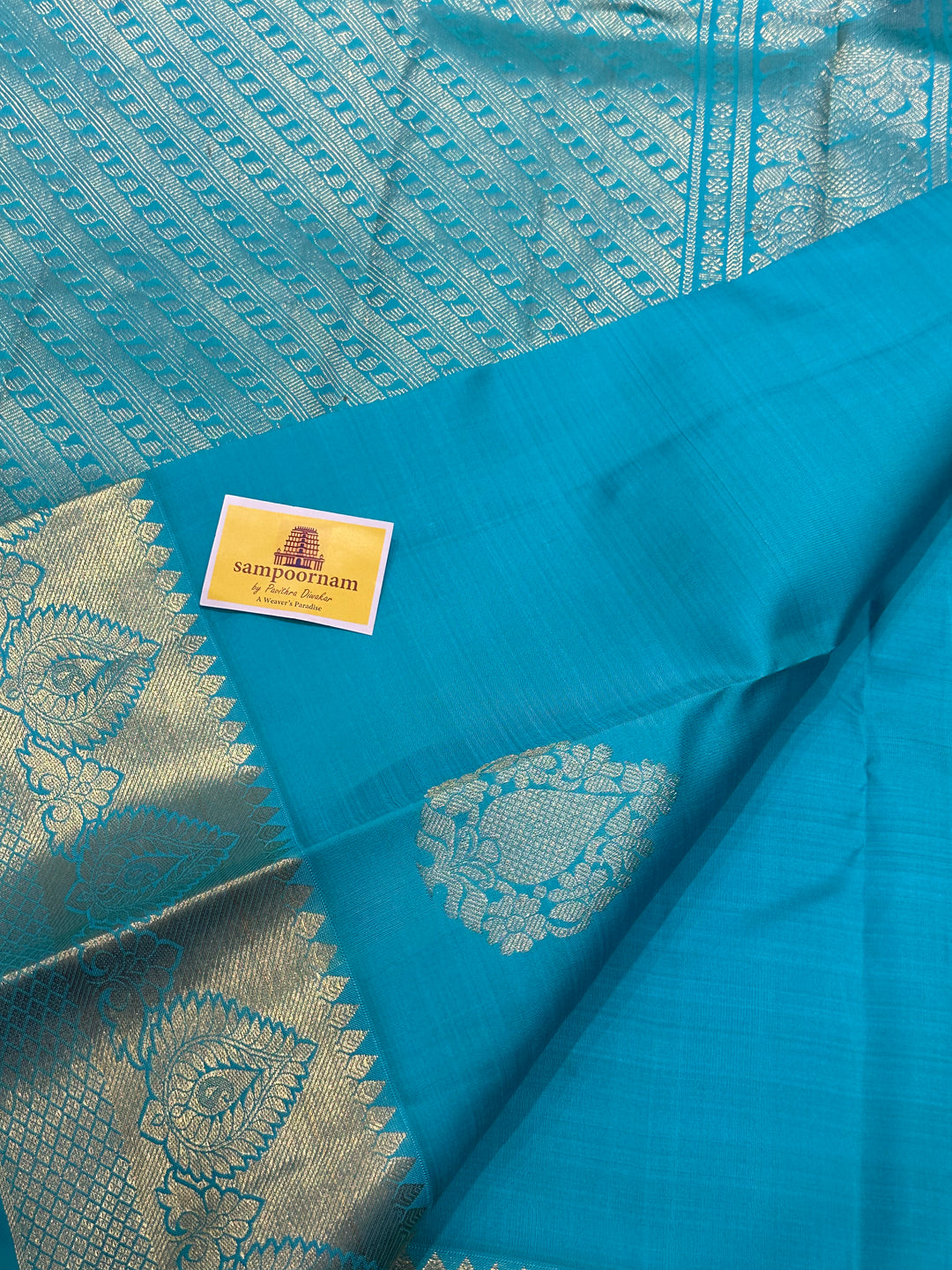 Sky Blue Rich Butta Grand Pallu Kanjivaram Silk Saree