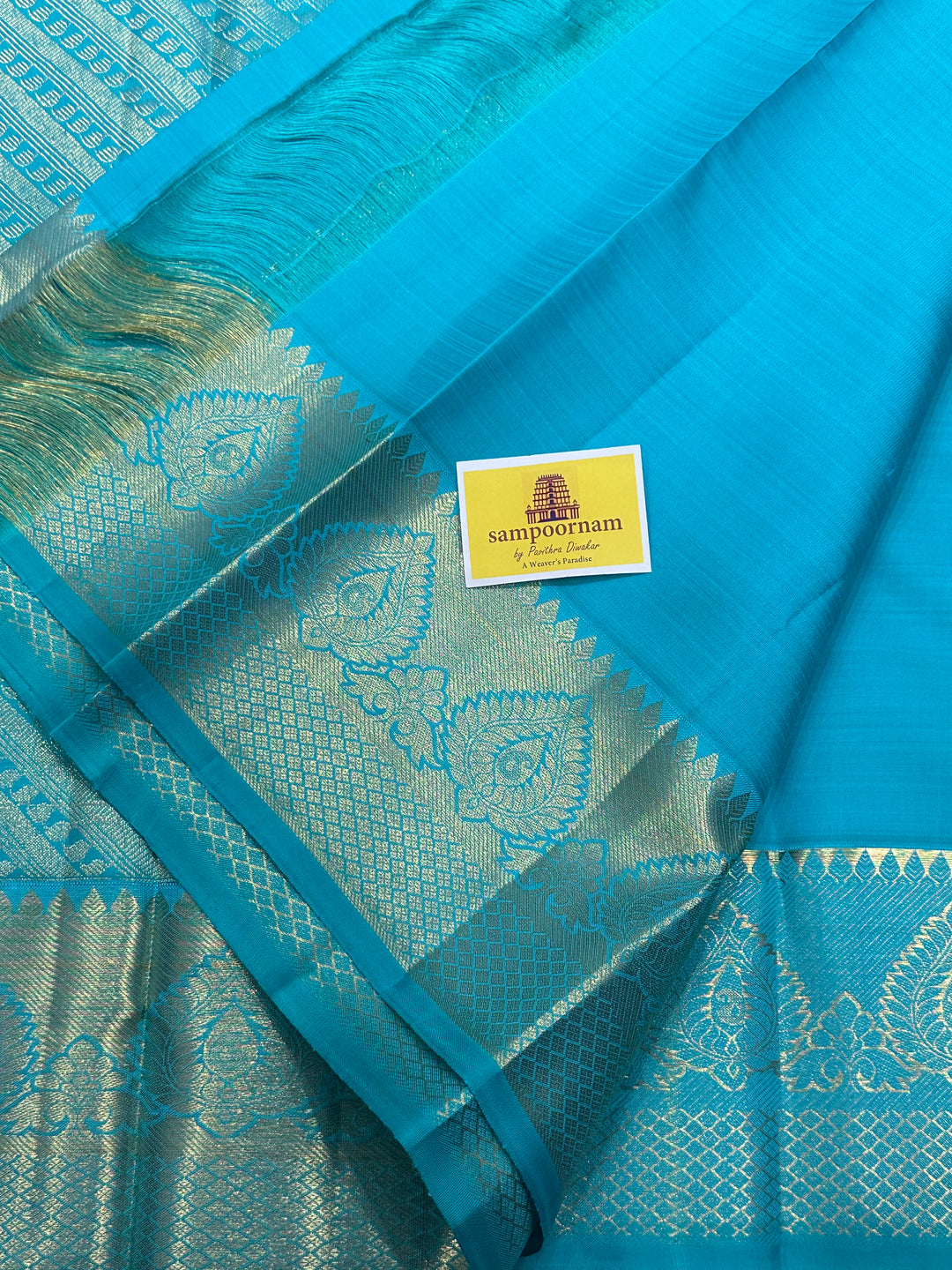 Sky Blue Rich Butta Grand Pallu Kanjivaram Silk Saree