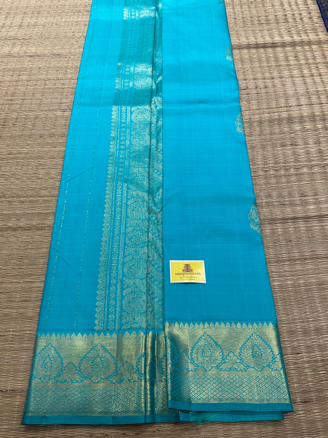 Sky Blue Rich Butta Grand Pallu Kanjivaram Silk Saree