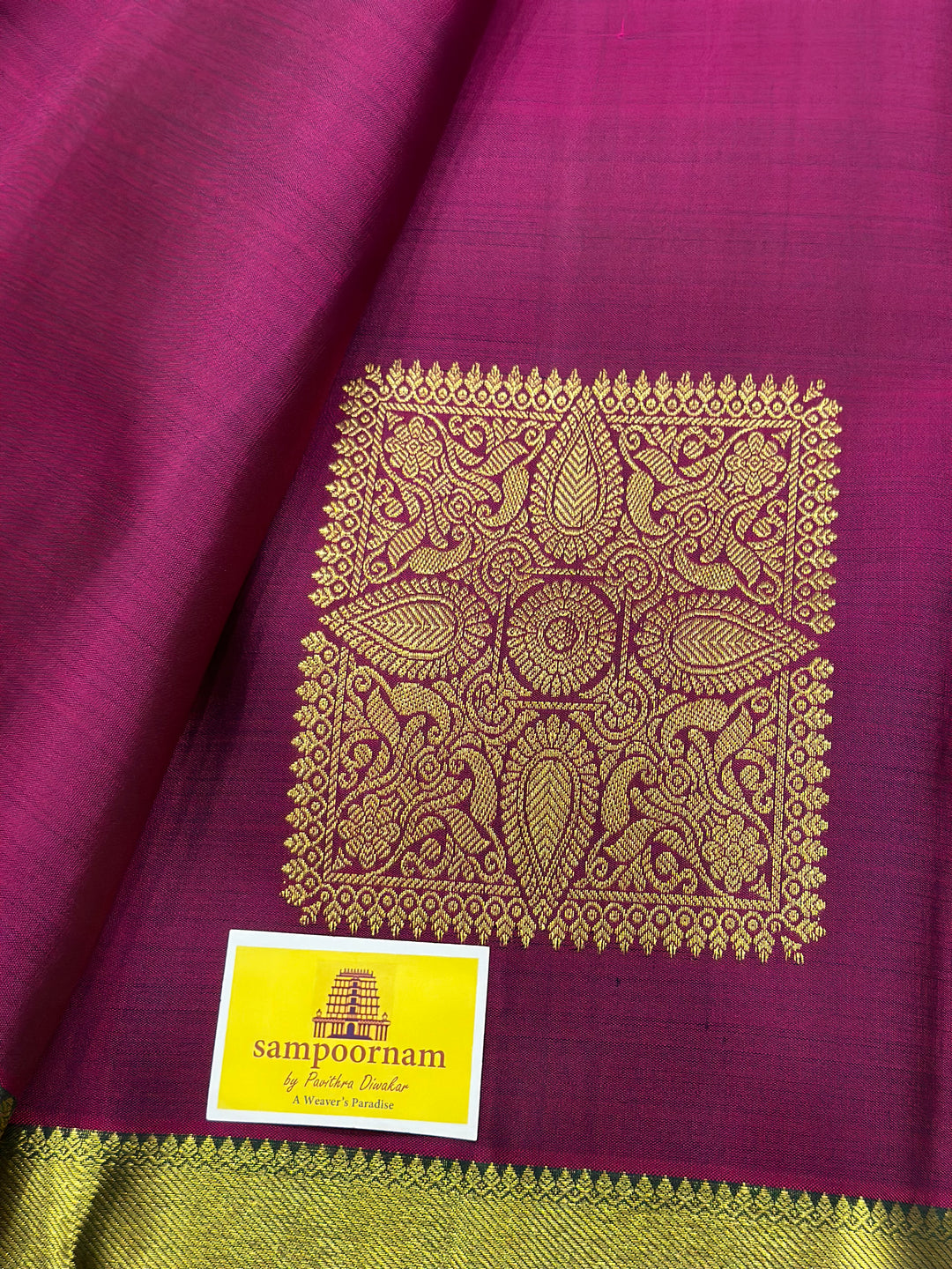 Magenta with Green Rich Butta and Grand Pallu Kanjivaram Silk Saree