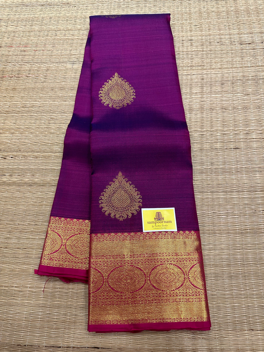 Purple with Magenta Rich Butta and Grand Pallu Kanjivaram Silk Saree