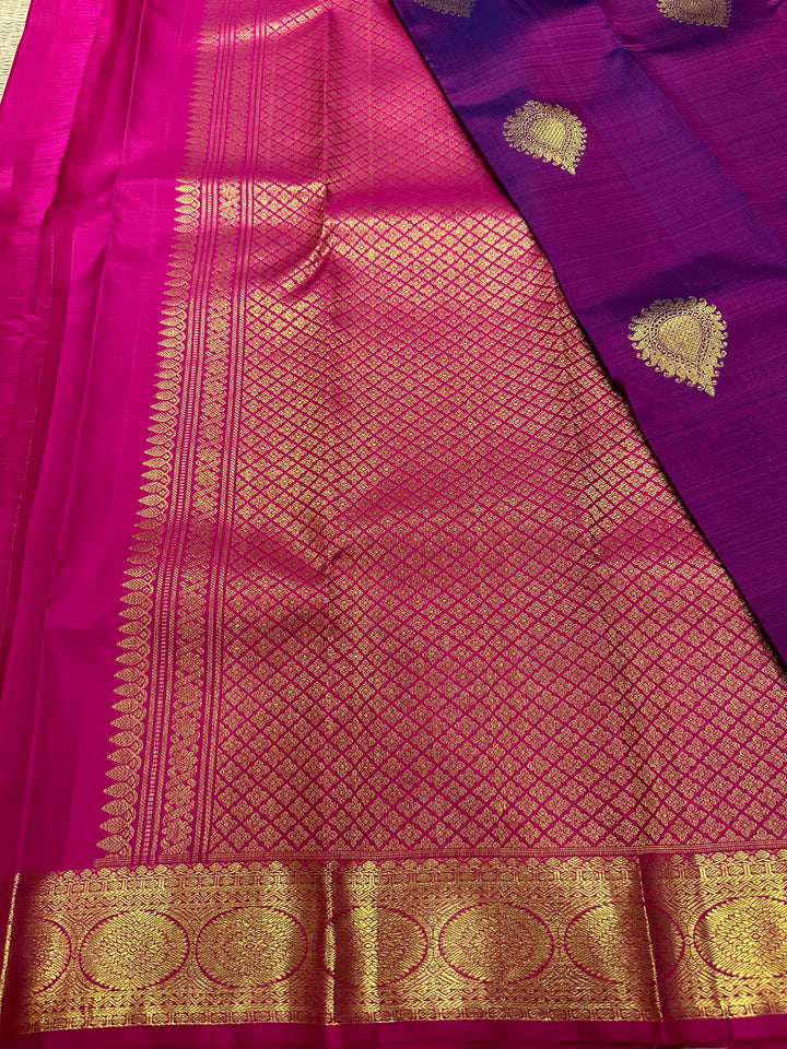 Purple with Magenta Rich Butta and Grand Pallu Kanjivaram Silk Saree