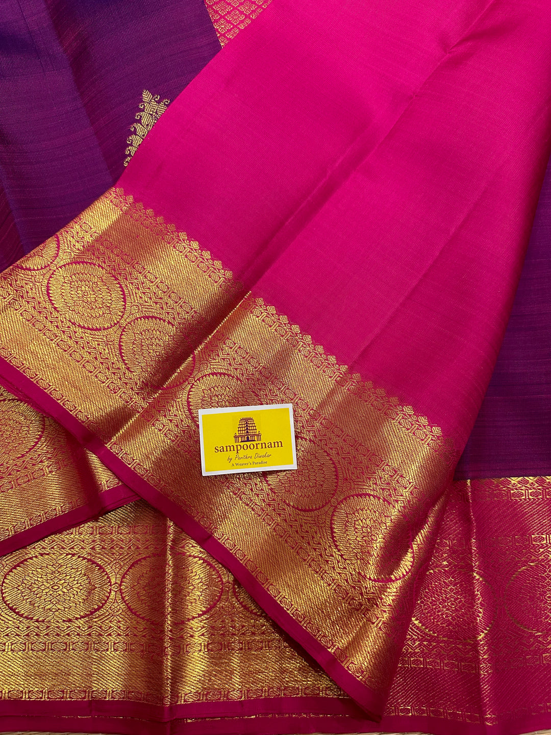 Purple with Magenta Rich Butta and Grand Pallu Kanjivaram Silk Saree