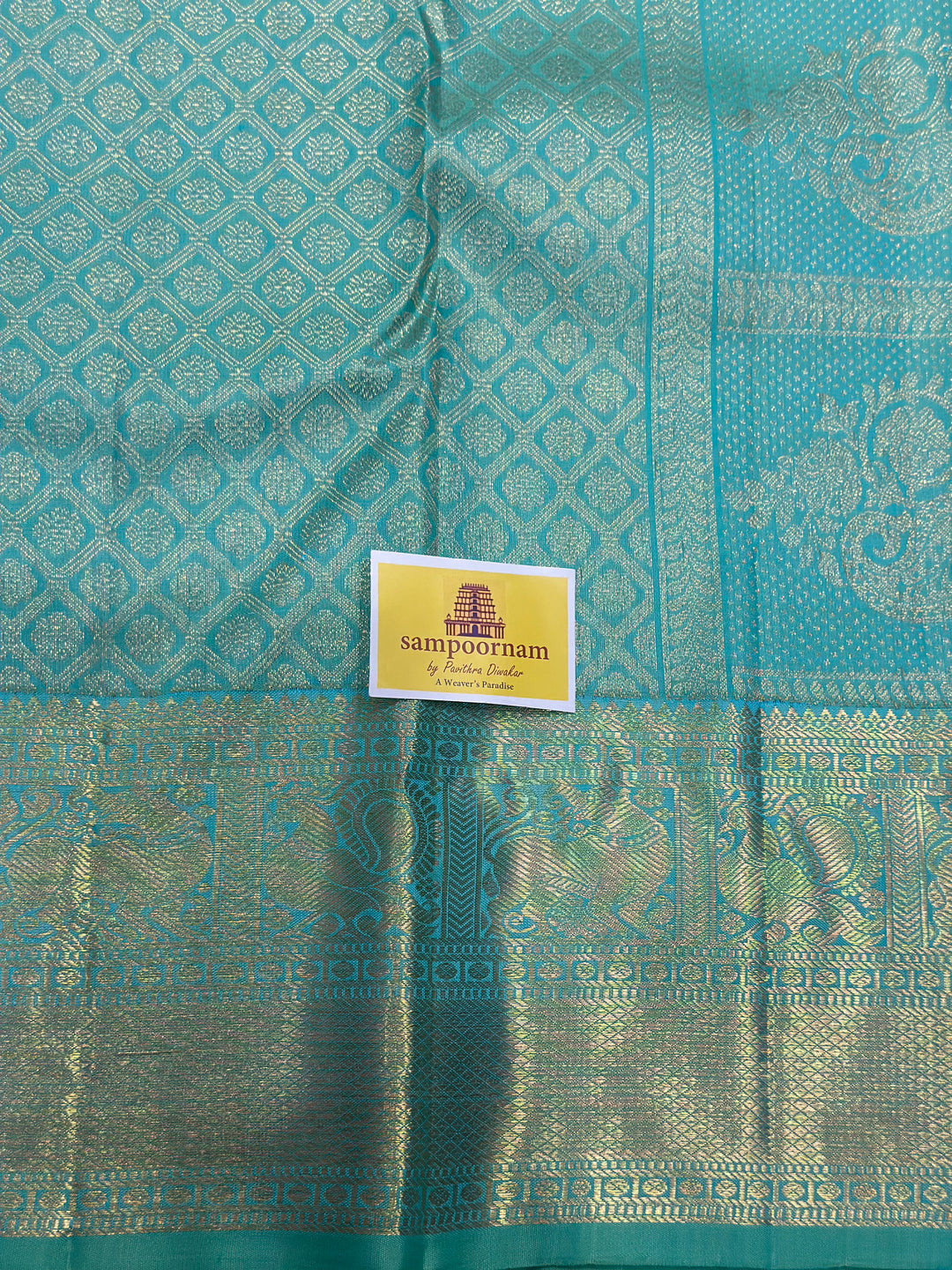 Sea Green with Rich Butta and Pallu Pure Kanjivaram Silk Saree