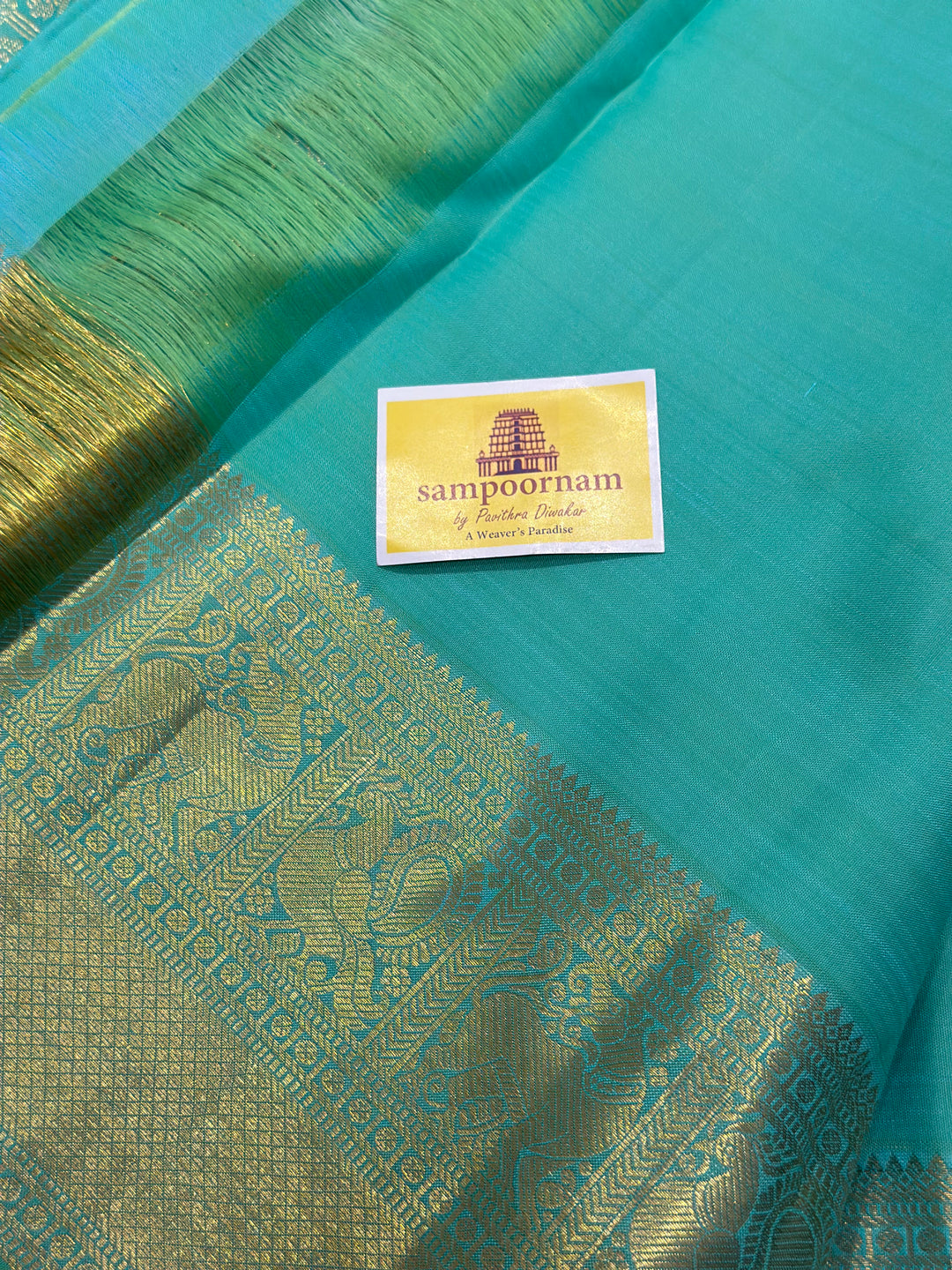 Sea Green with Rich Butta and Pallu Pure Kanjivaram Silk Saree