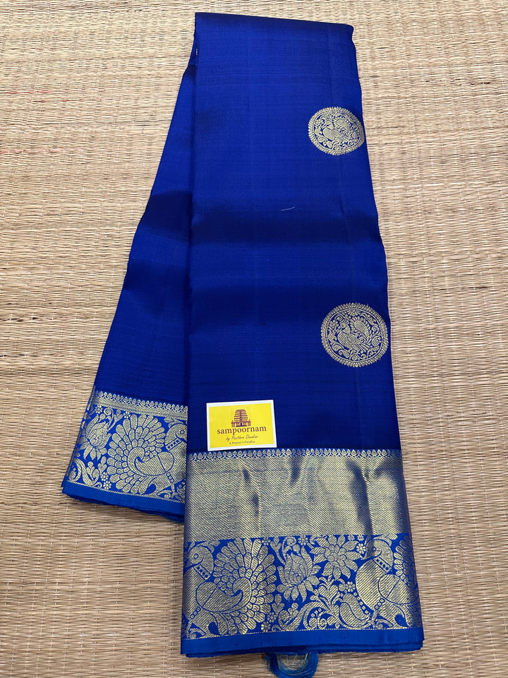 Blue with Light Blue Rich Butta and Rich Pallu Kanjivaram Silk Saree