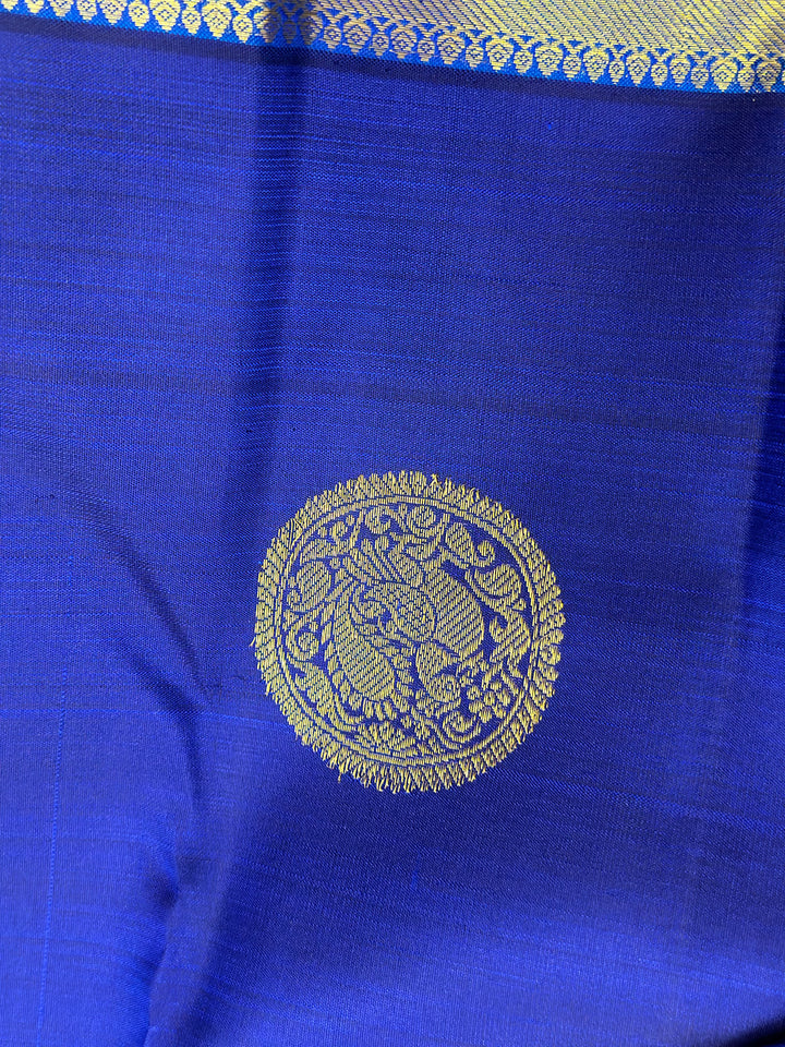 Blue with Light Blue Rich Butta and Rich Pallu Kanjivaram Silk Saree