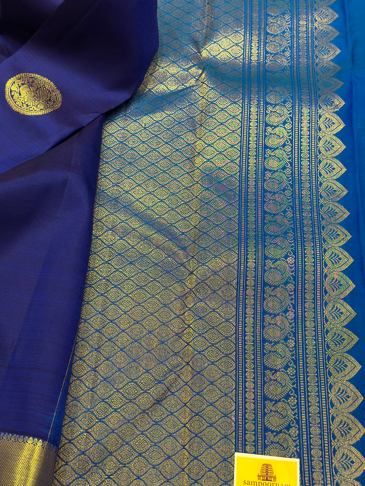 Blue with Light Blue Rich Butta and Rich Pallu Kanjivaram Silk Saree