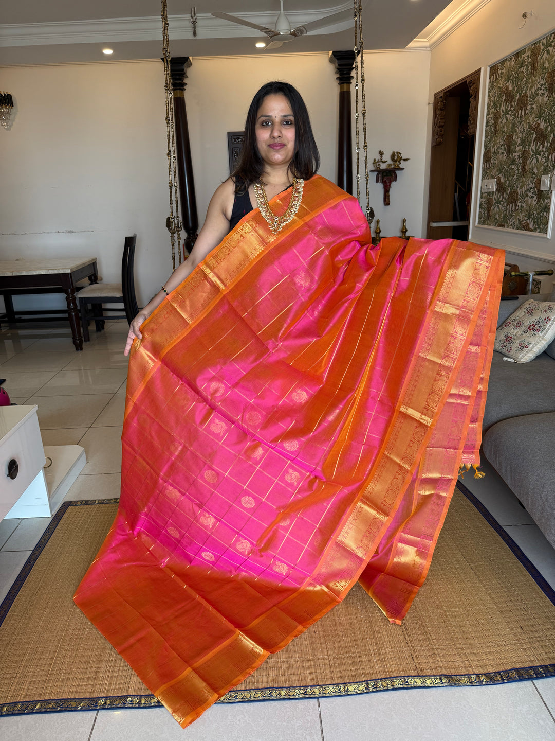 Light Pink Mayil Chakram Silk Cotton Saree