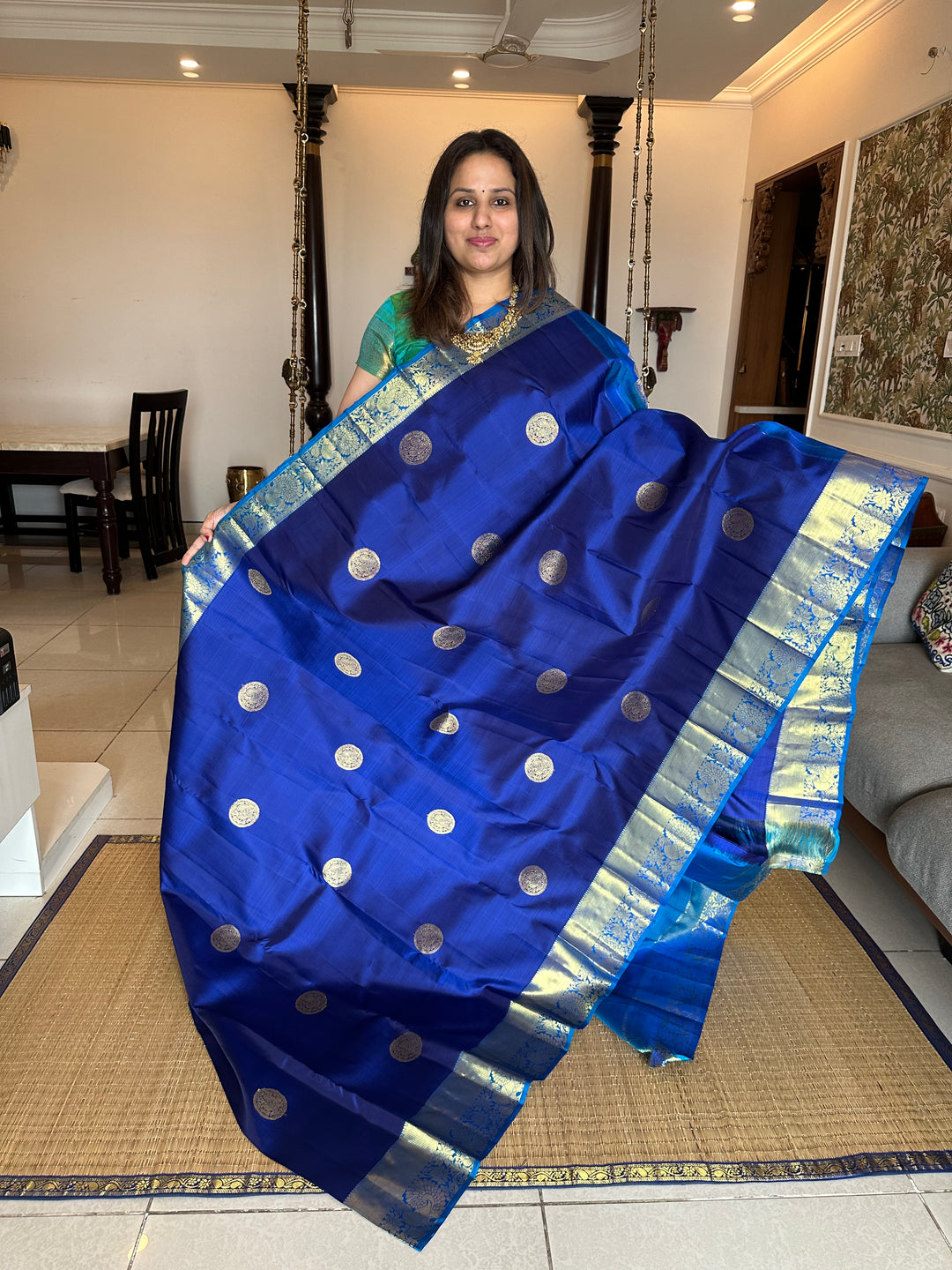 Blue with Light Blue Rich Butta and Rich Pallu Kanjivaram Silk Saree