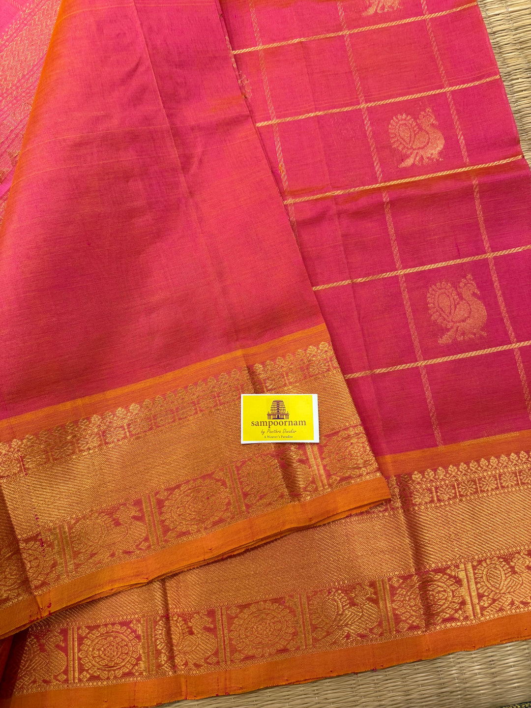 Light Pink Mayil Chakram Silk Cotton Saree